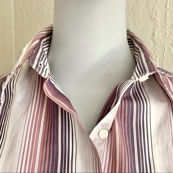 THOMAS PINK 100% Cotton Striped Button Up Shirt Plum White - Picture 5 of 16